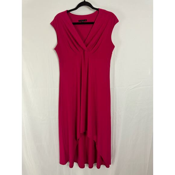 Tiana B Women's High-Low Sleeveless Dress Size L Pink Faux Wrap Made in USA - Picture 1 of 6